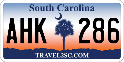 SC license plate AHK286