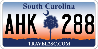 SC license plate AHK288