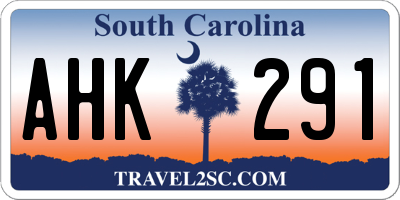 SC license plate AHK291