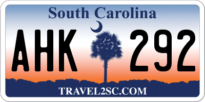SC license plate AHK292
