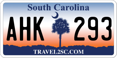 SC license plate AHK293
