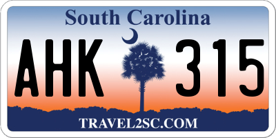 SC license plate AHK315