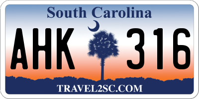 SC license plate AHK316
