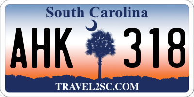 SC license plate AHK318
