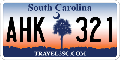 SC license plate AHK321
