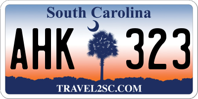 SC license plate AHK323