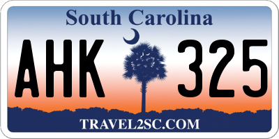 SC license plate AHK325