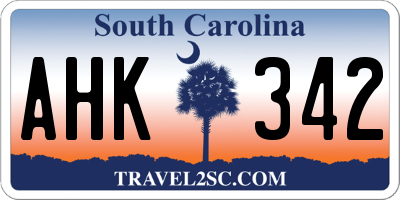 SC license plate AHK342