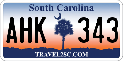 SC license plate AHK343