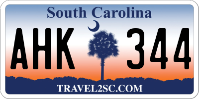 SC license plate AHK344