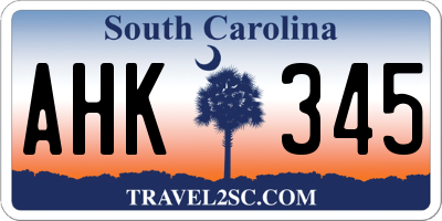 SC license plate AHK345