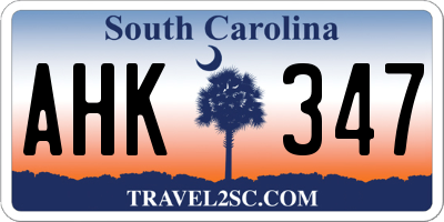SC license plate AHK347