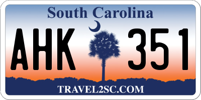 SC license plate AHK351