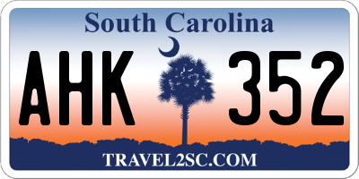 SC license plate AHK352