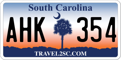 SC license plate AHK354