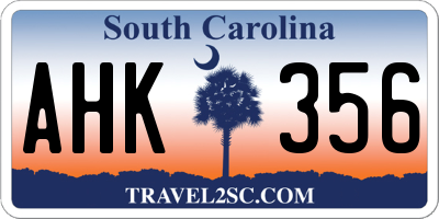 SC license plate AHK356