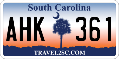 SC license plate AHK361