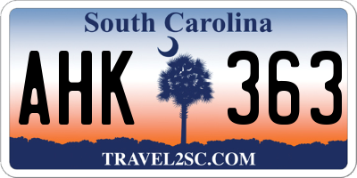 SC license plate AHK363