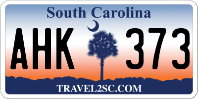SC license plate AHK373