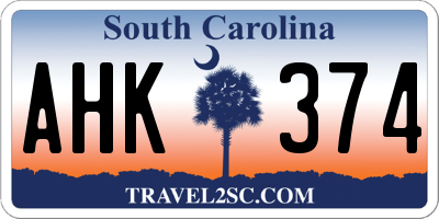 SC license plate AHK374