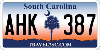 SC license plate AHK387