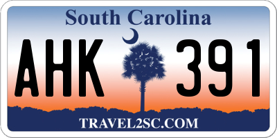 SC license plate AHK391