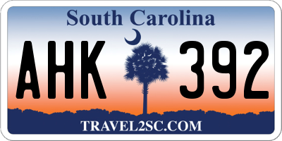SC license plate AHK392