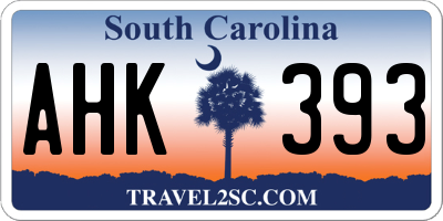 SC license plate AHK393