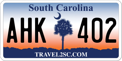 SC license plate AHK402