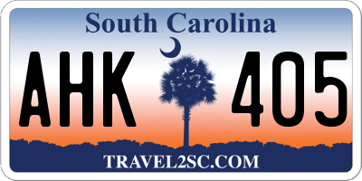 SC license plate AHK405