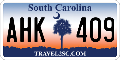 SC license plate AHK409