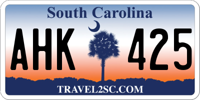 SC license plate AHK425