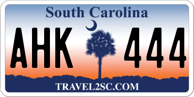 SC license plate AHK444