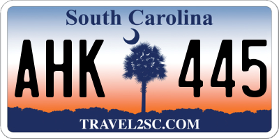 SC license plate AHK445