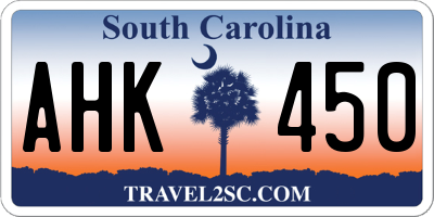 SC license plate AHK450