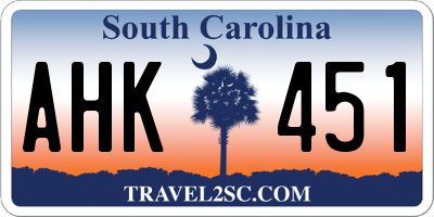 SC license plate AHK451