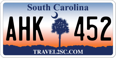SC license plate AHK452