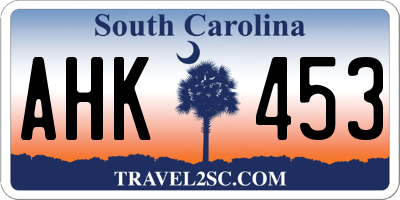 SC license plate AHK453