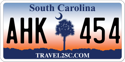 SC license plate AHK454