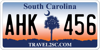 SC license plate AHK456