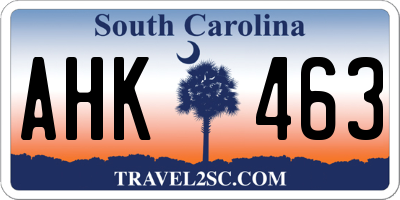SC license plate AHK463