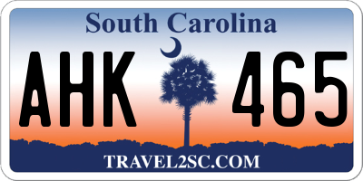 SC license plate AHK465