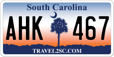 SC license plate AHK467