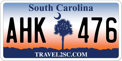 SC license plate AHK476