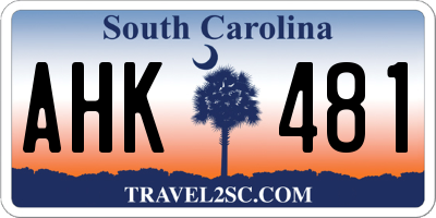 SC license plate AHK481