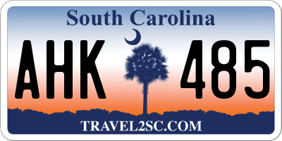 SC license plate AHK485