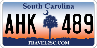 SC license plate AHK489