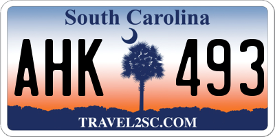 SC license plate AHK493