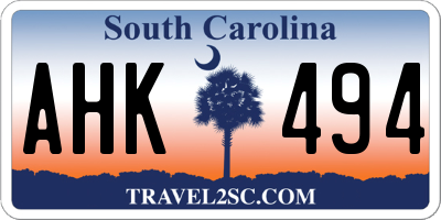 SC license plate AHK494