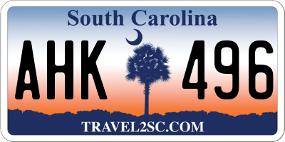 SC license plate AHK496